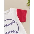 thumbnail image 7 of Suealasg Toddler Boys Baseball Clothes 6M 1T 2T 3T Baby Boy 2Pcs Summer Casual Outfits Short Sleeve Baseball Print T-shirt Tops + Elastic Shorts Set, 7 of 7