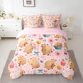 thumbnail image 2 of Homewish Cute Capibara Animal Twin Bedding Sets 7-Piece for Teen, Kawaii Bowknot Bedding Comforter Set, Pink Cartoon Theme Reversible Sheet Sets, Microfiber Bedroom Decor, 2 of 7