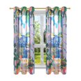 thumbnail image 7 of Yayeee Window Curtains Light Filtering 63"x52" Grommet Panel Pair Home Living Room Decor, Floral Window, 7 of 7