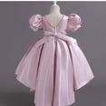 thumbnail image 5 of WMQPNNS Satin Flower Girl Dresses for Wedding Birthday Party, Beads Retro Pageant Dress Bowknot High Low Hem Dress Gown, Dress for Age 5-6 Years, Pink, 5 of 5