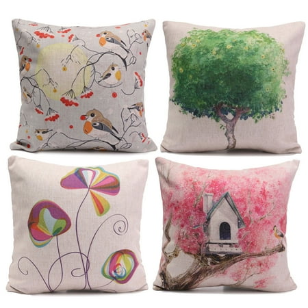 Meigar Simple Plant Couch Cushion Pillow Covers 18x18 Square Meigar Simple Plant Couch Cushion Pillow Covers 18x18 Square Zippered Cotton Linen Standard Decorative Waist Throw