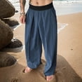 thumbnail image 2 of hlysgo Mens Baggy Dress Pants Business Casual Pleated Dress Slacks with Elastic Waistband Relaxed Fit Solid Color Suit Pants Comfy Work Trousers Blue XXL, 2 of 5