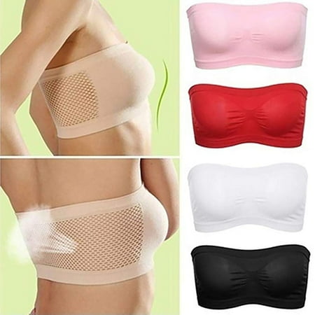 

Qipei Solid Color Women Breathable Strapless Hollow Back Bra Sport Tube Top Underwear