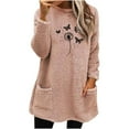 thumbnail image 3 of Aboser Sherpa Sweatshirt for Women Fuzzy Fleece Plush Shirts Trendy Floral Printed Loungewear Comfy Soft Long Sleeve Pullover Warm Sherpa Long Sweatshirts with Pockets, 3 of 5