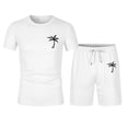 thumbnail image 3 of Men's Suits 2025 Summer Tracksuit Plus Size Short Sleeve O Neck Athletic Casual Color Block Drawstring Waist Set, 3 of 6