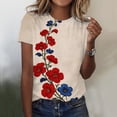 thumbnail image 2 of kaondbfi Summer Tops for Women Womens Casual Short Sleeve Tops Neck T Shirts Loose Fit Womens Essentials Fashion Clothing, 2 of 9