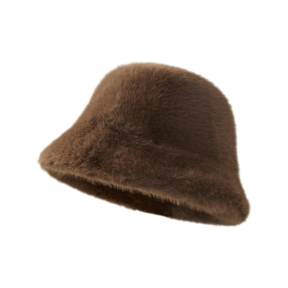 Riforla Fisherman Hat for Autumn Winter Adjustable Warm Solid Color Bucket Hat for Outdoor Activities Bomber Hats Coffee