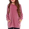 thumbnail image 2 of Annhoo Spring Long Sleeve T Shirts for Girl Kids Basic Round Neck Tunics Casual Loose Dressy Tops with Pockets, 2 of 7