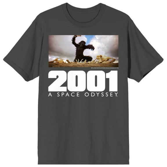 2001 A Space Odyssey Promo Art Crew Neck Short Sleeve Charcoal Men's T-shirt-Medium
