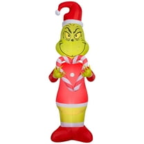 Gemmy Christmas Airblown Inflatable Grinch Holding Candy Cane Hearts S LG Dr. Seuss, 6.5 ft Tall