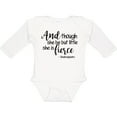 thumbnail image 3 of Inktastic Though She Be but Little She is Fierce Quote Shakespeare Girls Long Sleeve Baby Bodysuit, 3 of 5