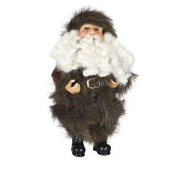 Roman 10" Brown and White Christmas Santa Claus in Burgundy Faux Fur Suit Figure