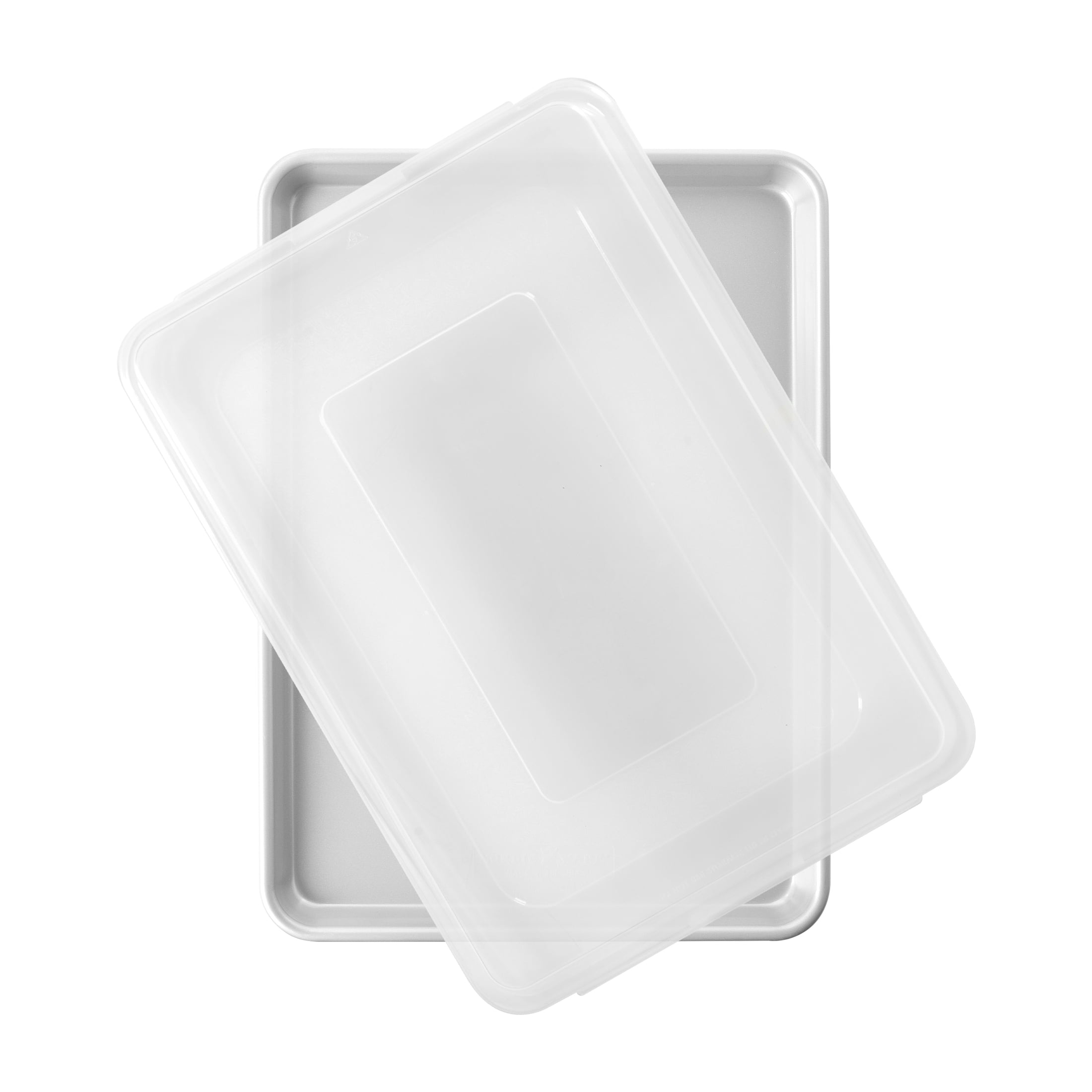2pc Nordic Ware Nonstick Aluminum Brilliant Bakeware Half Sheet Pan with Lid, Silver and Blue