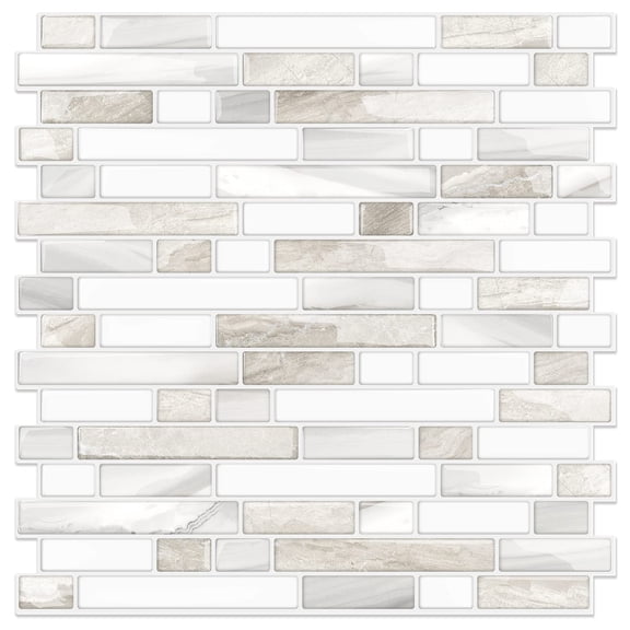 Peel and Stick Decorative Wall Panels Beige & White 10 Sheets 12x12 Inch