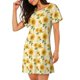 thumbnail image 2 of Fotbe Yellow White Plaid Sunflower Bata de Dormir para Mujer con Estampado, Camisón de Algodón de Manga Corta, Ropa de Dormir Casual, 2 of 6