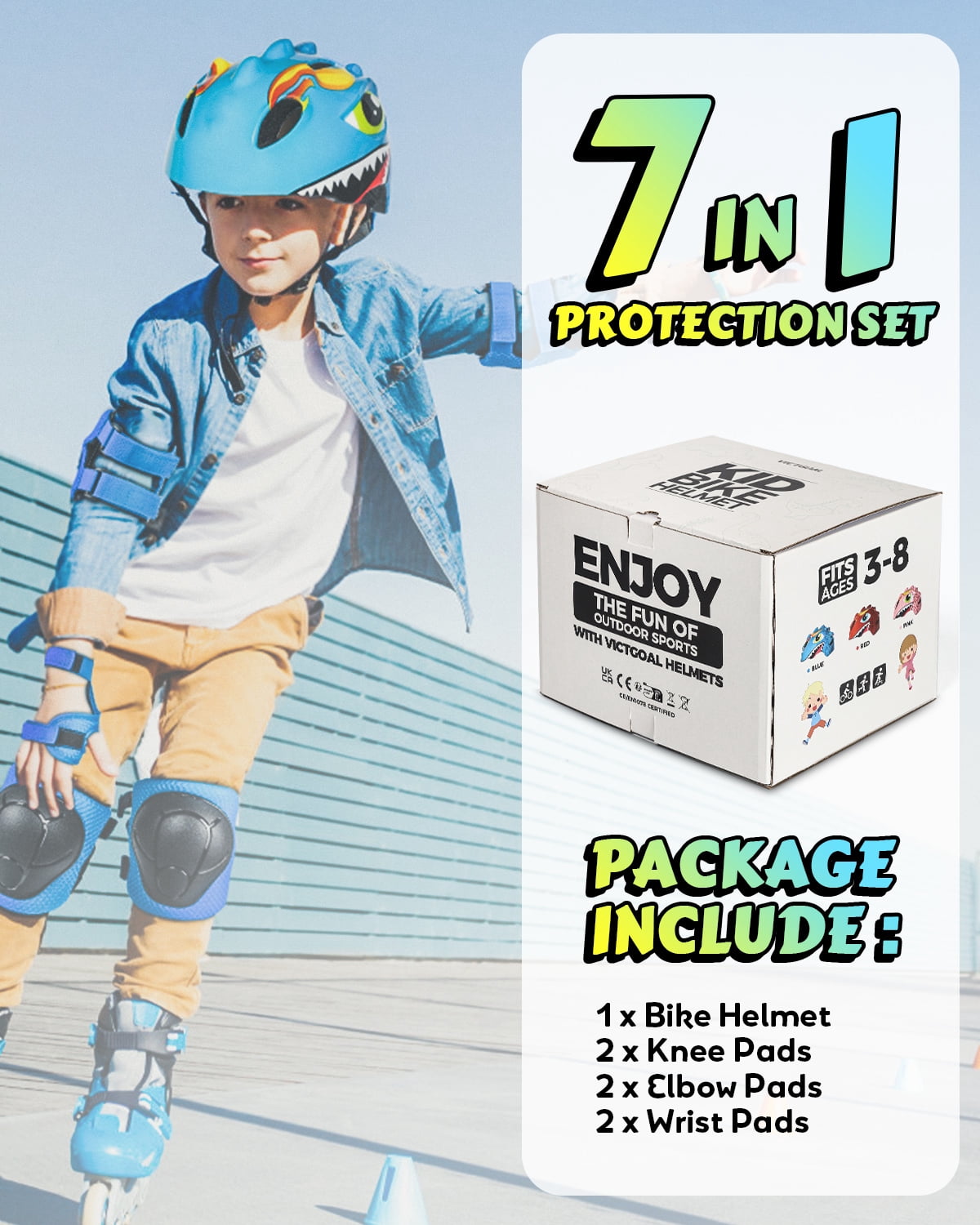 VICTGOAL Toddler Kids Bike Helmet Lightweight Children Dinosaur Bicycle Helmet for Boys and Girls Age 3-8 for Multi-Sport Scooter Cycling Skating