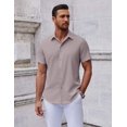 thumbnail image 3 of COOFANDY Mens Casual Business Shirts Button Up Slim Fit Short Sleeve Shirts Work Office, 3 of 5