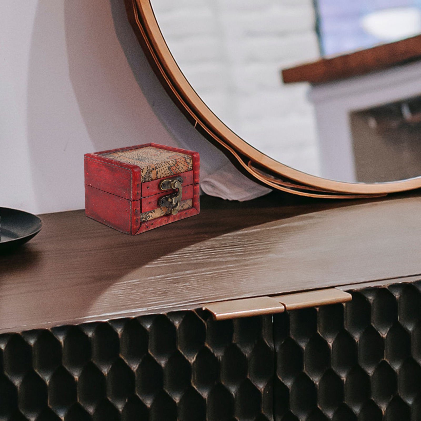 FUEENIRVA Multi Color Wooden Storage Box Vintage Inspired Small Treasure Chest for Organization