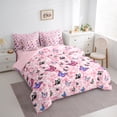 thumbnail image 3 of Homewish Multicolor Butterfly 7-Piece Twin Bedding Sets,Cartoon Flower Floral Bedding Comforter Set,Pink Purple Black Sheet Sets For Girls Teens,Super Cozy Room Decor Reversible, 3 of 8