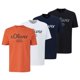 thumbnail image 1 of s.Oliver Camiseta para hombre, pack de 4 - básica, estampado logo, cuello redondo, algodón Naranja/Blanco/Azul oscuro/Negro XL (X-Large), 1 of 7