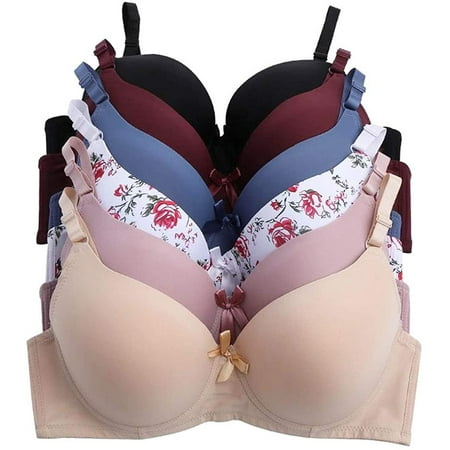 

6 Pieces Underwired Pushup Women Gentle Push Up Bra B and C Cup (32B)