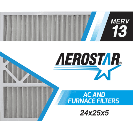 

Aerostar 24x25x5 MERV 13 Carrier Replacement Pleated Air Filter 24x25x5 Box of 2