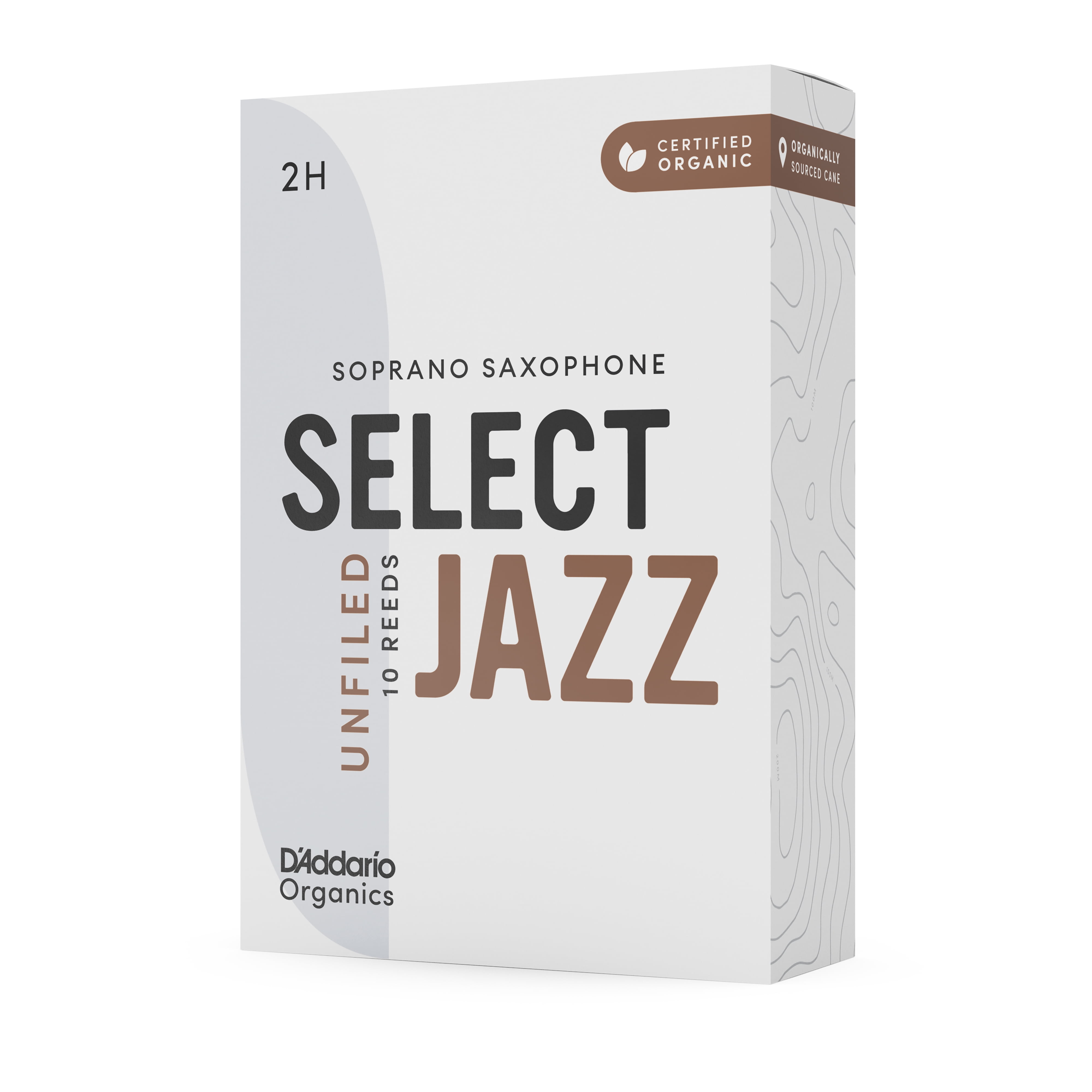 D'Addario Organic Select Jazz Unfiled Soprano Sax Reeds Strength 2 Hard, 10-pack