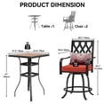 thumbnail image 6 of Dextrus 3-Piece Outdoor Bar Set, Weather Resistant Bar Height Patio Furniture Ensemble, 32'' Patio Height Bar Table and Bar Stools Set of 2 - Red, 6 of 6