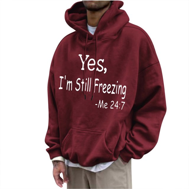 Birdeem Men's Hoodie Letter Rinted Pullover Long-Sleeved Top Hooded Sweatshirts