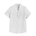 thumbnail image 4 of Men's Casual Short Sleeve Button Down Shirt Summer Breathable Comfortable Pure Color No Collar Top for Spring and Daily Wear, 4 of 4