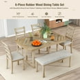 thumbnail image 5 of Harper & Bright Designs Solid Wood Dining Table Set with Bench for 6, 6 Pieces Kitchen Table and Soft Cushion Chairs Set and Wood Grain Pattern Tabletop Rectangle Table, Natural Wood Wash, 5 of 12