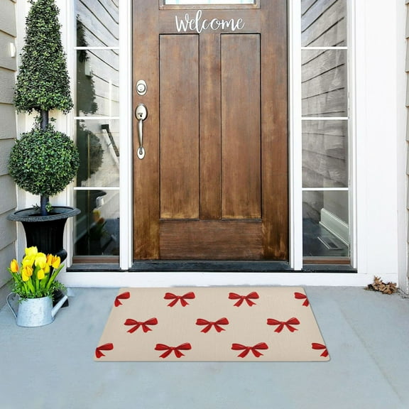 Neatly Red Bows Doormats Welcome Mats Gate Pads Entryway Outdoor 32" x 20"
