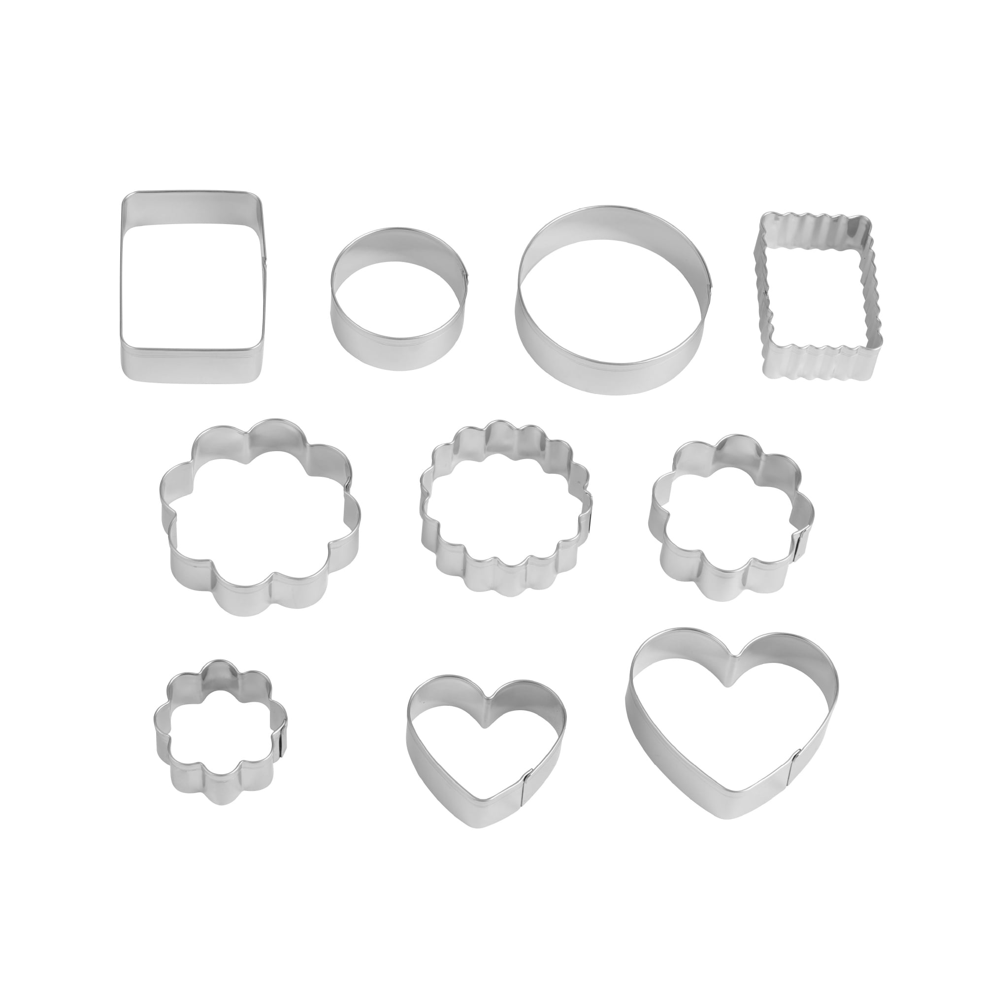 Mainstays Stainless Steel Cookie Cutters, 10 Piece Set