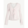 thumbnail image 5 of No Boundaries Tie Front V-Neck Cardigan with Bell Sleeves, Women's & Women's Plus XXS-4X, 5 of 5