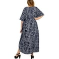 thumbnail image 4 of HAPPY BAY Women's Summer Batik Sleepwear Caftan Maxi Loungewear Dashiki House Dress with Pockets Nightgowns for Women 1X-2X Chathams, Floral, 4 of 5