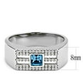 thumbnail image 2 of Stainless Steel Ring Top GRD Crystal Sea Blue DA283 for Men Sea Blue Stone Color Style High Size 9, 2 of 5