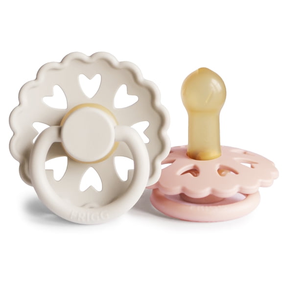 FRIGG Andersen Fairytale Natural Rubber Pacifier 2-Pack, 6-18 Months, Cream/Blush