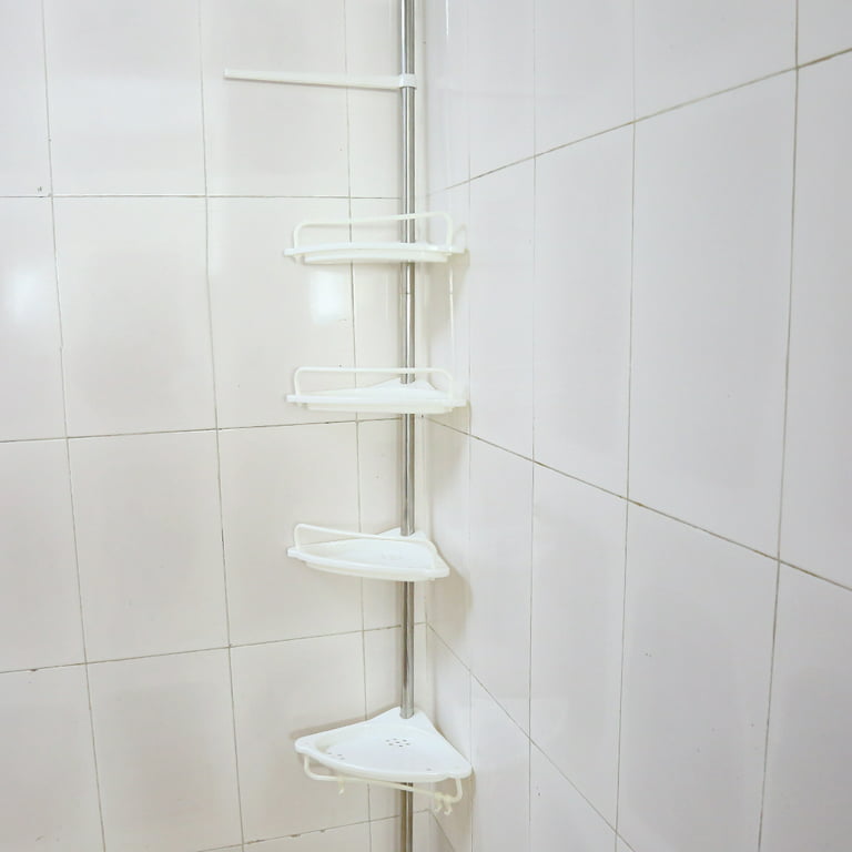 White Corner Shower Shelf, Bathroom Shelves, Minimalist Shower