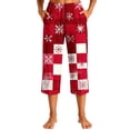 thumbnail image 3 of Cmtiyu Christmas Pajama Pants Women Christmas Printed Elastic Waist Drawstring Pajama Bottoms Casual Comfy Loose Lounge Sleep Capri Pants S-3XL, 3 of 5