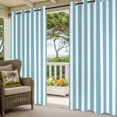 thumbnail image 5 of Outdoor Curtains for Patio Waterproof, Aqua Striped Windproof Pravicy Outside Porch Blackout Curtain, Modern Farmhouse Blue White Stripes Sun Blocking Grommets Curtains for Cabana Gazebo 54"x84", 5 of 9
