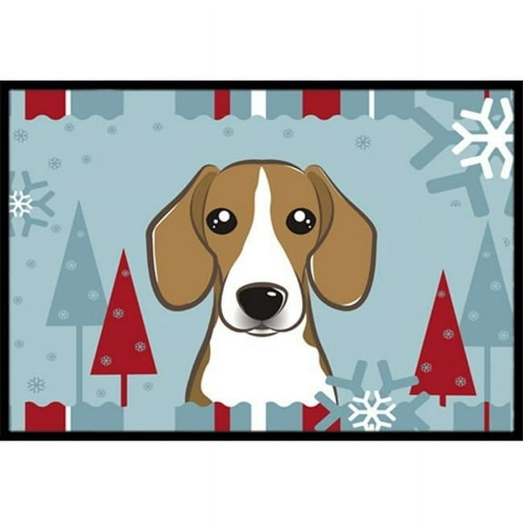 Caroline's Treasures BB1735JMAT Winter Holiday Beagle Door Mat, Indoor Rug or Outdoor Welcome Mat 24x36 Doormat , 24H X