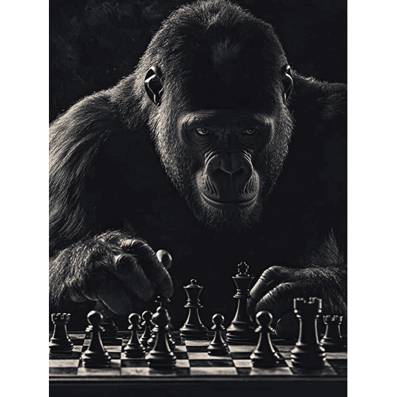 Gorilla Chess Player Canvas Art/Wall Art,Suitable for Living Room,Bedroom,Office,Game Room,Study Room Decoration