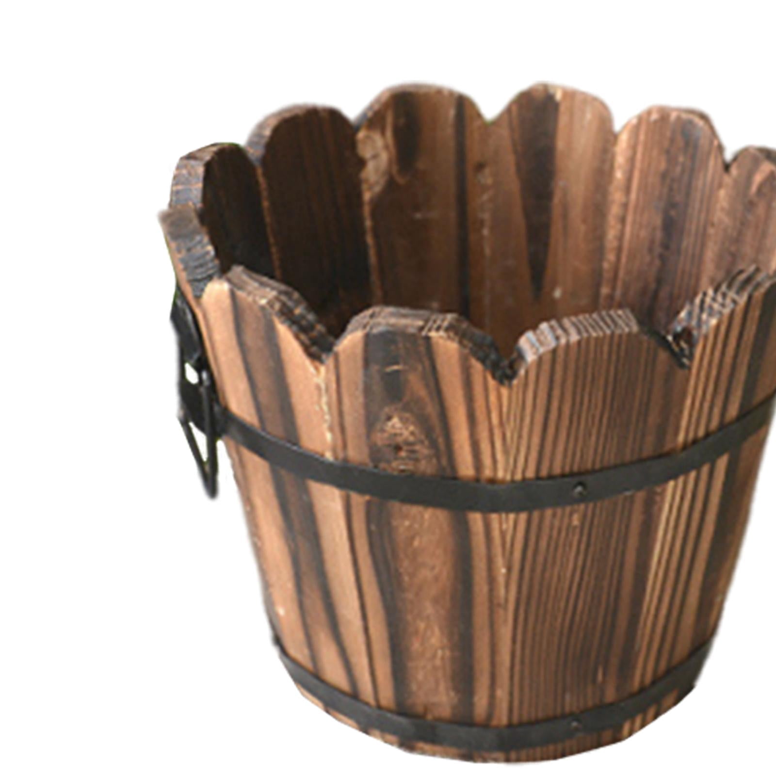 koolsoo Wood Barrel Planter, Floral Arrangement Container, Gift, Unique Flowerpot Flower Holder for Gardening Lover Yard Indoor Patio