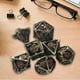 thumbnail image 2 of Juego de 7 piezas de poliedros huecos, ideal para juegos de rol y entretenimiento. Negro rojo, 2 of 6