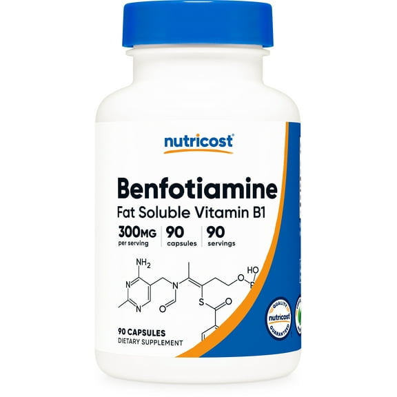 Nutricost Benfotiamine 300mg, 90 Capsules (White) - Gluten Free and Vegetarian Supplement