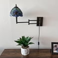 thumbnail image 5 of Tiffany Style Sconce Lamp Plug In Swing Arm Blue Green Stained Glass LED Bulb Included 13”W*8”D*15”H, 5 of 8
