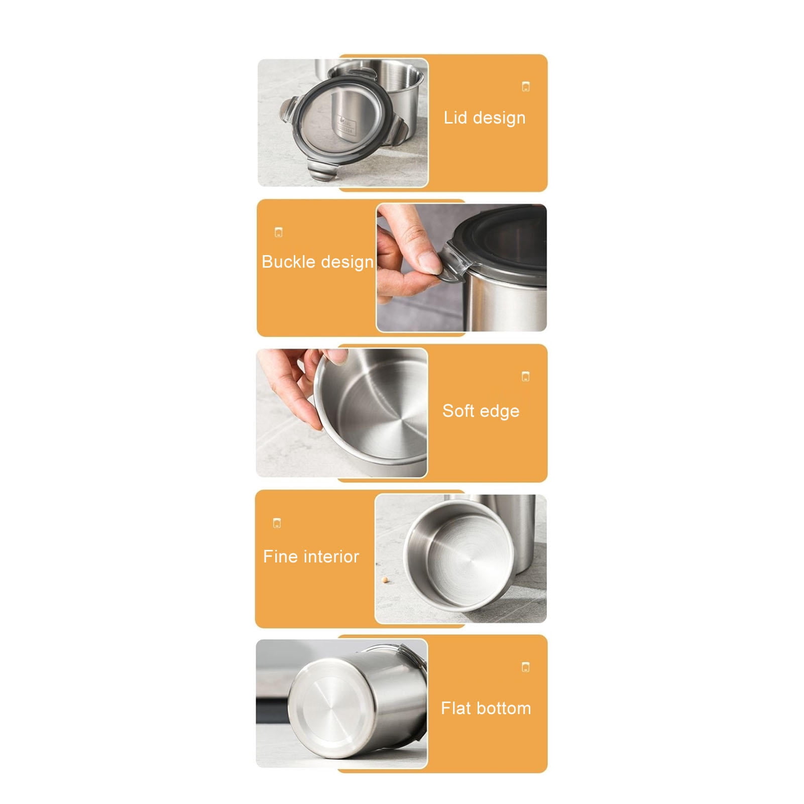 Yajisi Storage Canister 1400ml 304 Stainless Steel Airtight Food Storage Container with Transparent Window 7.48×3.94×3.94in
