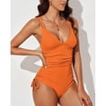 thumbnail image 2 of IDALL One Piece Swimsuit Women Bathing Suit Swimsuit For Solid Color Slimming Drawstring High Waist Swimsuit Womens Swimsuits Swim Suits for Women Red 2 S(Clearance Sales), 2 of 7