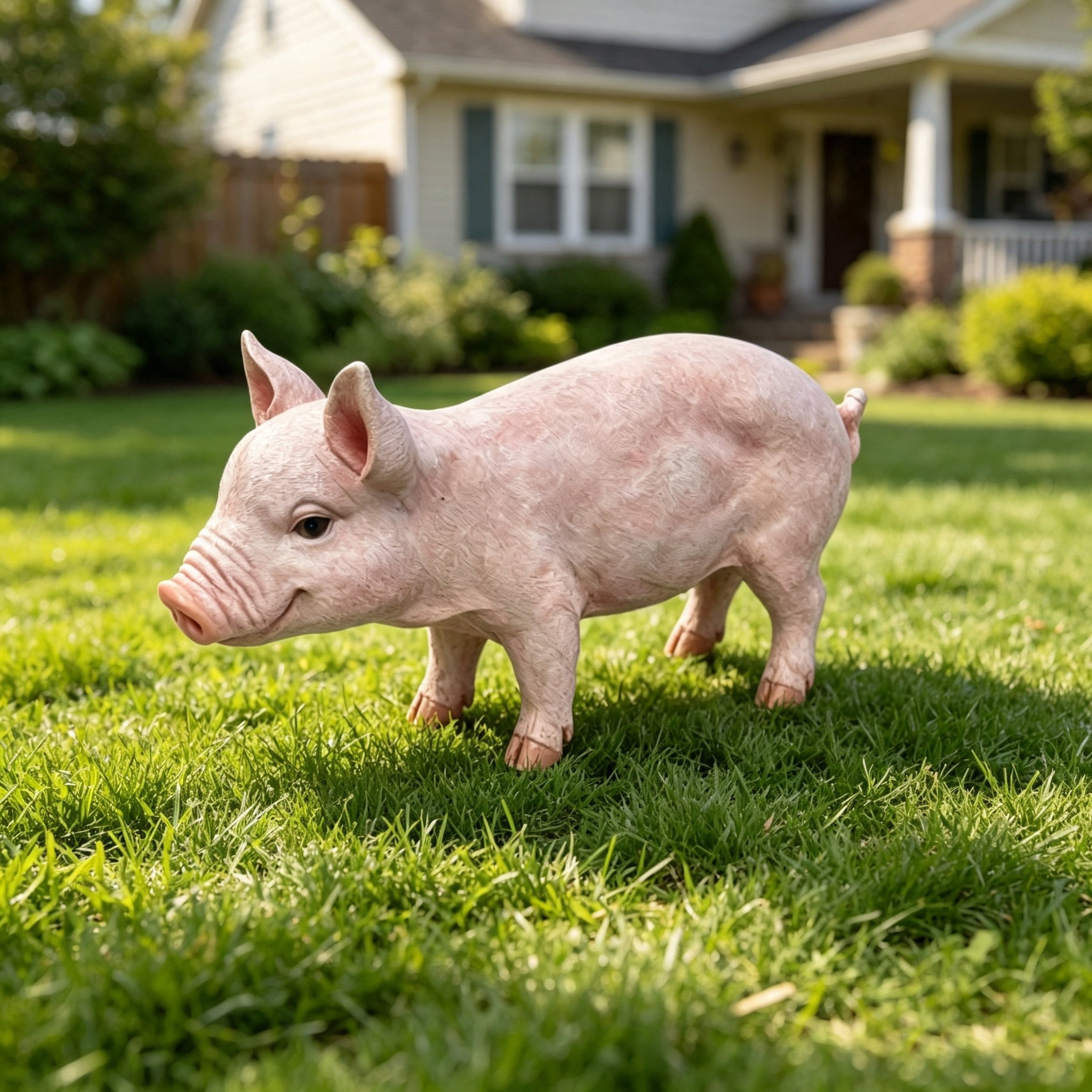 GDF Studio Pink Pig Resin Indoor/Outdoor Guardian Statue, Weather-Resistant Decor Figurine for Garden & Courtyard