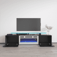 thumbnail image 5 of Rova WH-EF Fireplace TV Stand for TVs up to 85", Modern High Gloss 75" Entertainment Center, Electric Fireplace TV Media Console with Storage Cabinets and LED Lights, 5 of 7